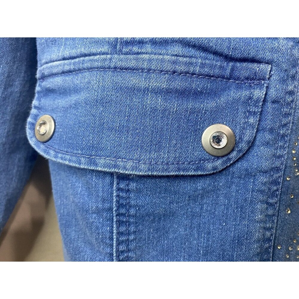 Blair Denim Jean Jacket With Silver Studded Detail & Button Pockets - Picture 6 of 9